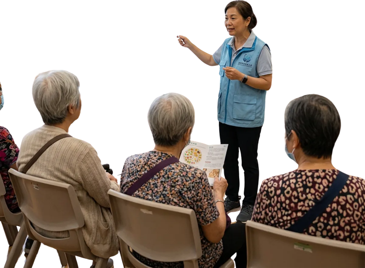 健康講座活動現場，專業人員講解健康知識