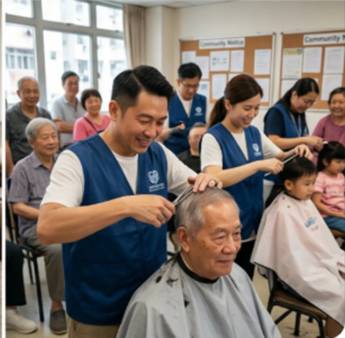 善澤社區義剪活動，義工髮型師為長者提供免費剪髮服務